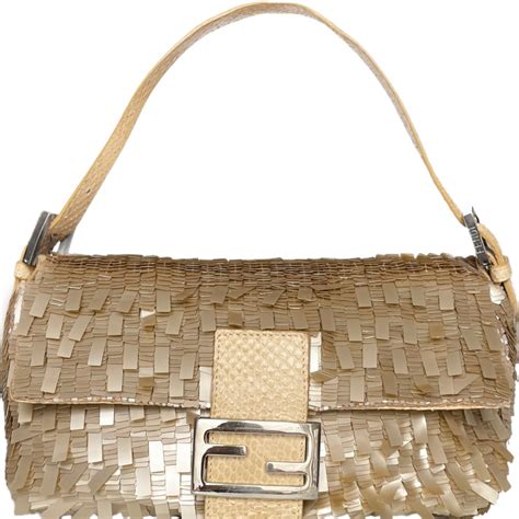 fendi sequin baguette gold|fendi suede baguette bag.